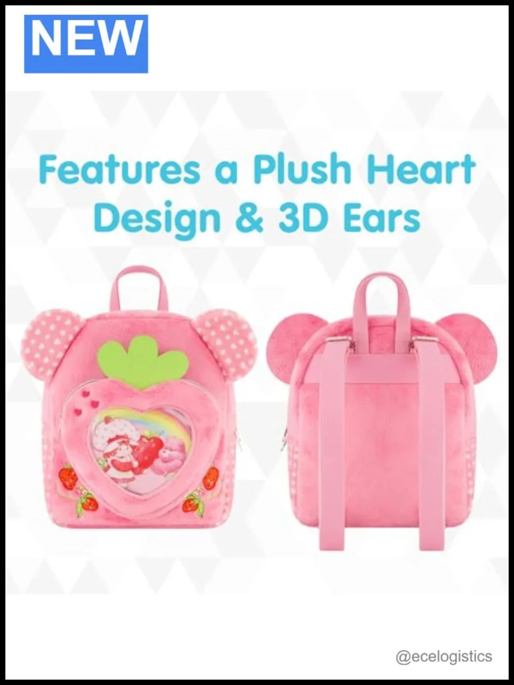 Care Bears Strawberry Shortcake Licensed Plush Mini Backpack Purse